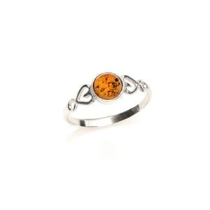 Bague argent ambre cognac - taille 50 mm