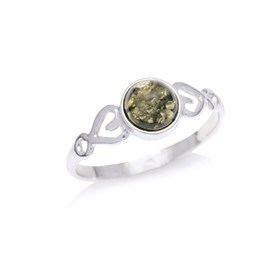 Bague argent ambre verte - taille 52 mm