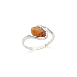 Bague moderne argent ambre - taille 58mm