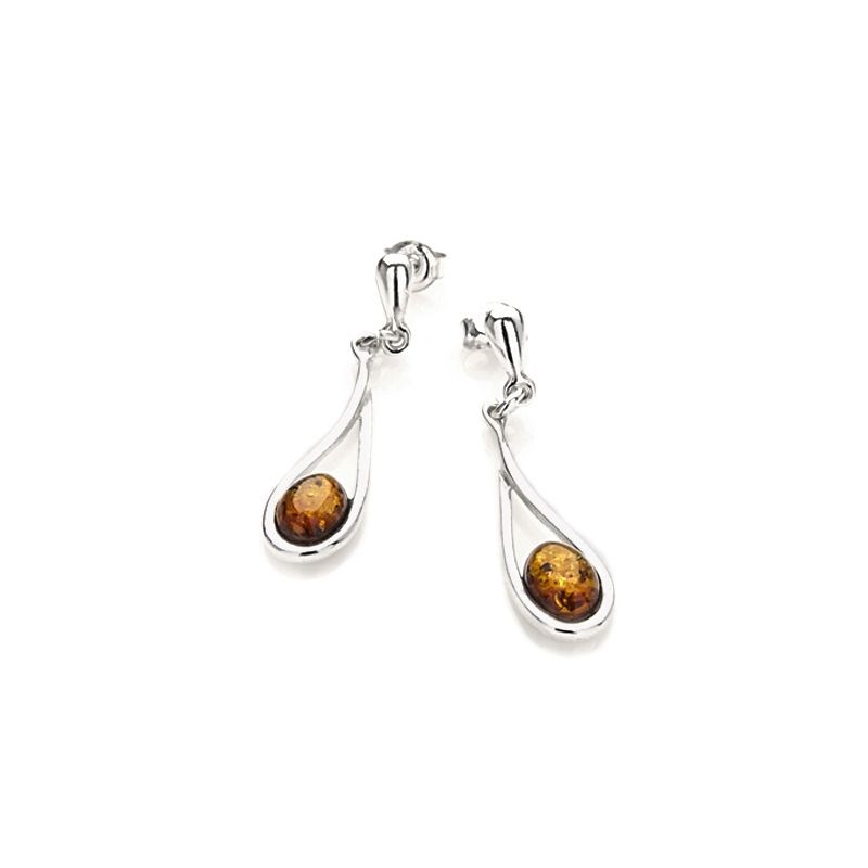 Boucle d'oreille moderne argent ambre