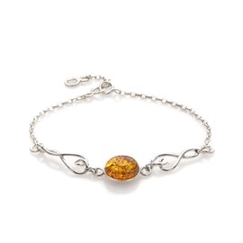 Bracelet romantique argent ambre cognac