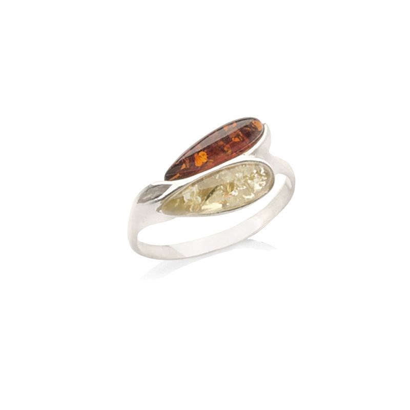 Bague argent ambre - taille 50 mm