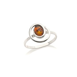 Bague moderne argent ambre - taille 58mm