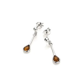 Boucle d'oreille moderne argent ambre