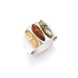 Bague argent ambre multi - taille 52 mm