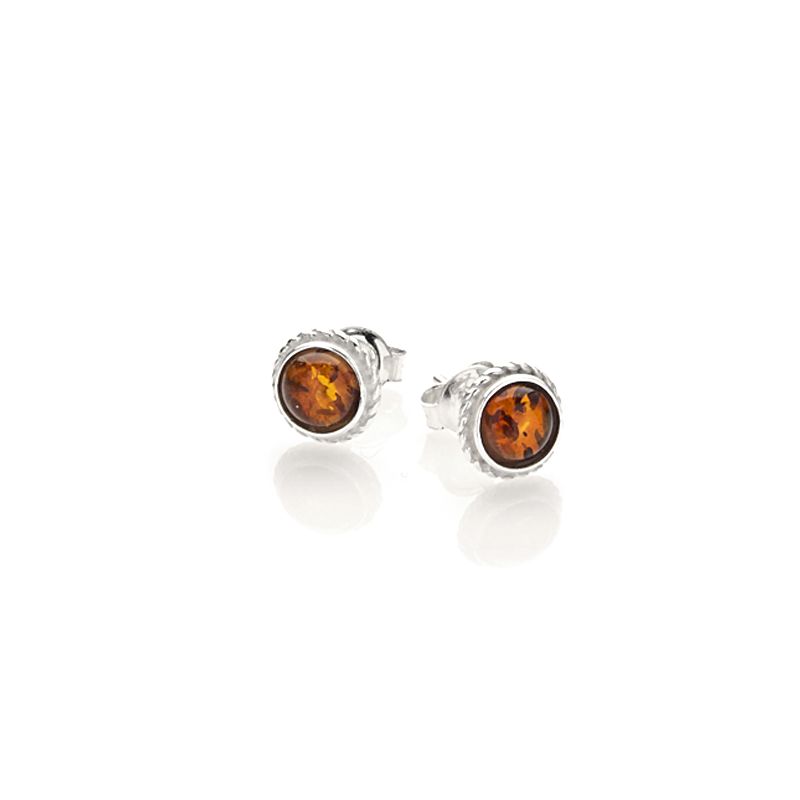 Boucles D'oreilles Clips En Argent 925 Et Ambre – Bijou Vintage, Occasion En Bon état