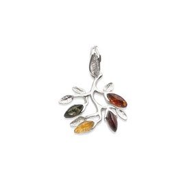 Pendentif primavera argent ambre