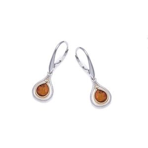 Boucle d'oreille argent dore ambre