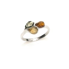 Bague argent ambre multi - taille 54 mm