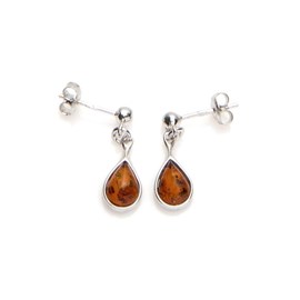 Boucle d'oreille argent ambre