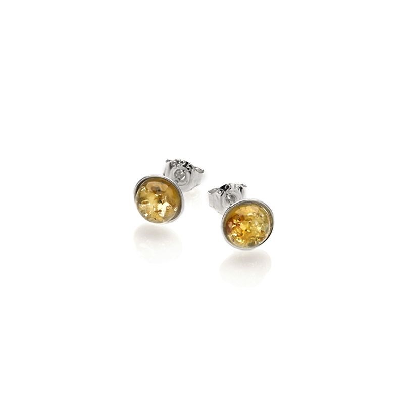 Boucle d'oreille argent ambre miel