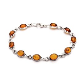 Bracelet argent moderne ambre cognac
