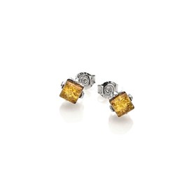 Boucle d'oreille argent ambre miel