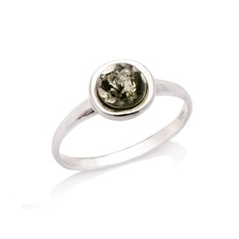 Bague argent ambre verte - taille 52 mm