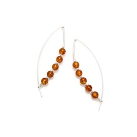Boucle d'oreille argent ambre cognac