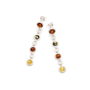 Boucle d'oreille argent ambre