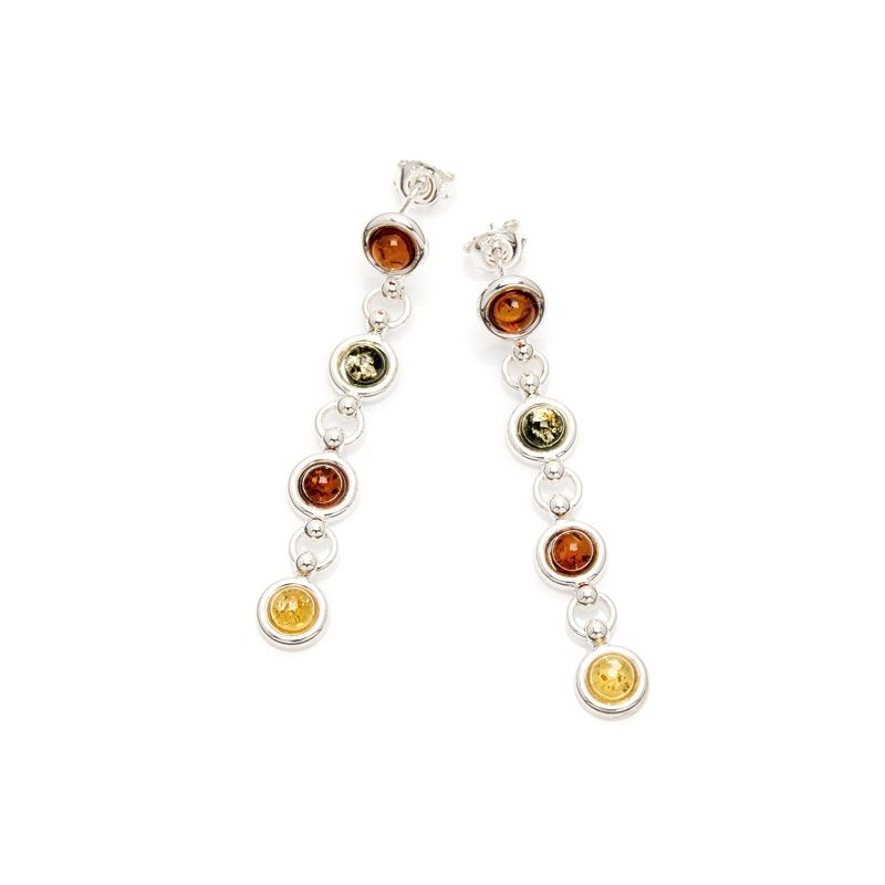 Boucle d'oreille argent ambre