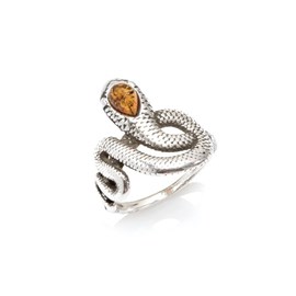 Bague argent ambre cognac - taille 52 mm