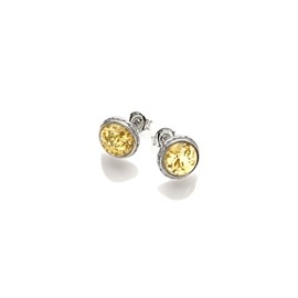 Boucle d'oreille argent ambre miel