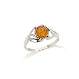 Bague argent ambre cognac - taille 54 mm