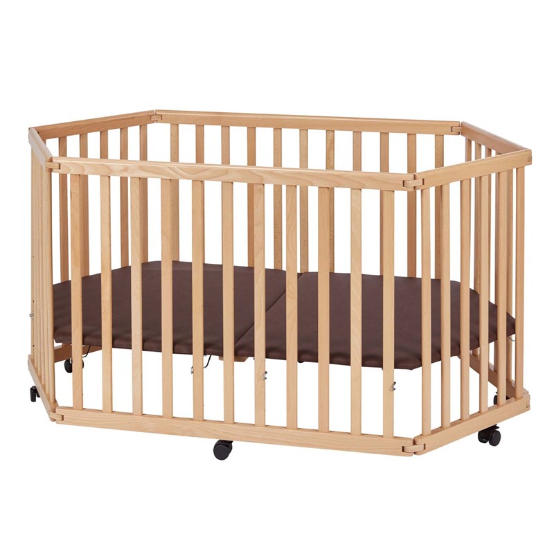 Parc bébé pliable lies bois naturel (Tissy) - Couverture