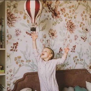 Montgolfière décorative beige et bleu