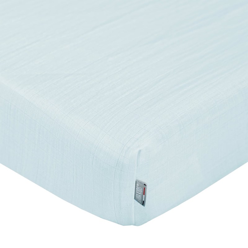 Drap housse gaze de coton à carreaux