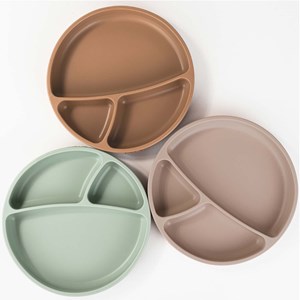 Assiette bébé ventouse en silicone bleu