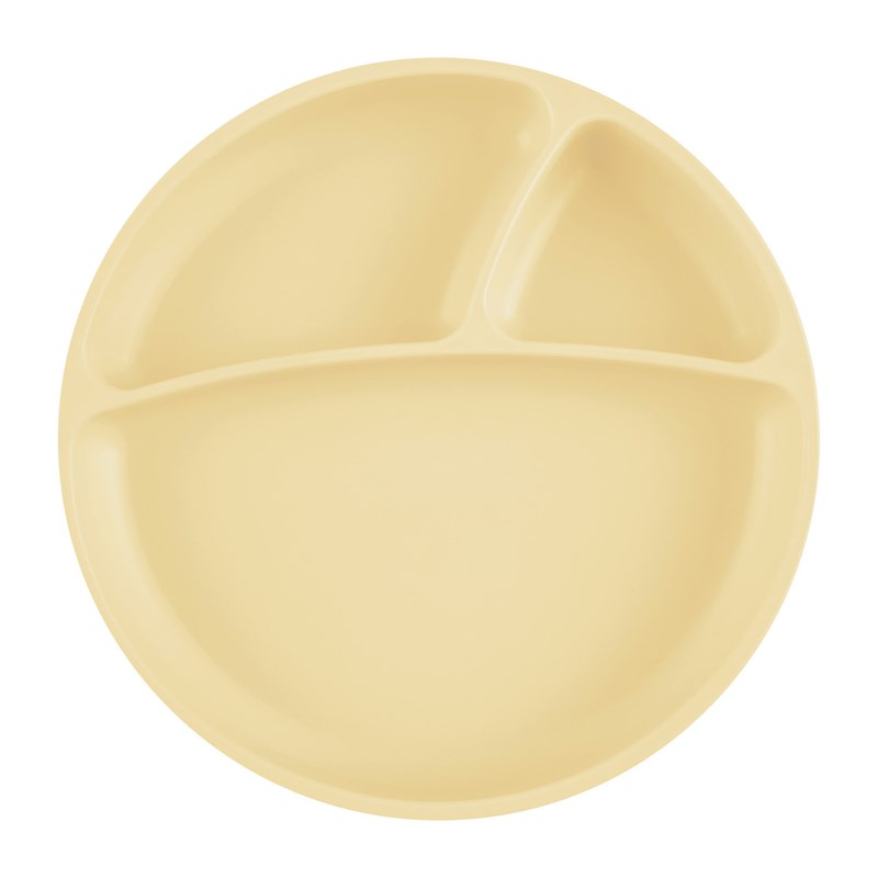 Assiette bébé silicone à ventouse jaune