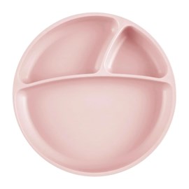 Assiette bébé ventouse en silicone rose
