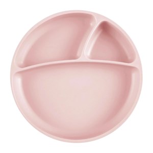 Assiette bébé silicone à ventouse rose