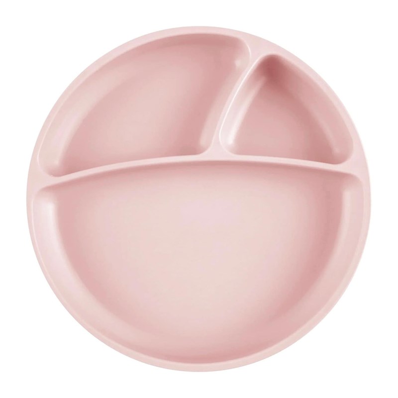 Assiette bébé ventouse en silicone rose