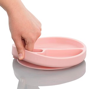 Assiette bébé ventouse en silicone rose