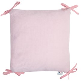 Taie coussin modulable liens gaze coton