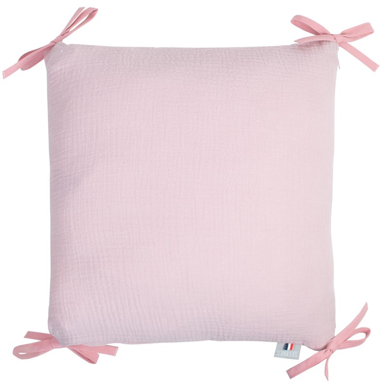 Taie coussin modulable liens gaze coton