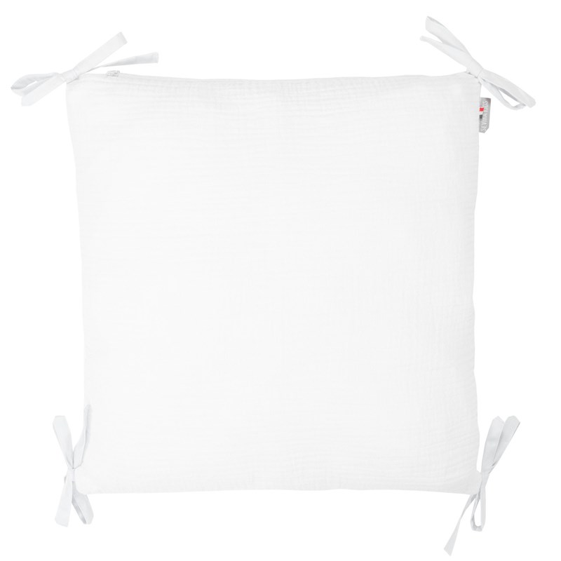 Taie coussin modulable liens gaze coton