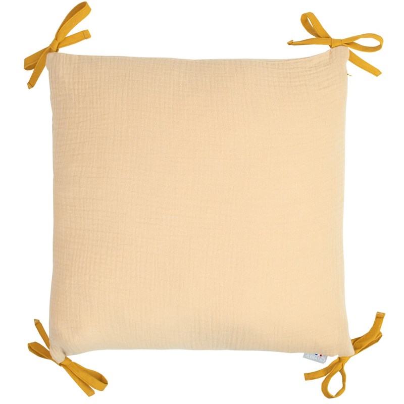 Taie coussin modulable liens gaze coton