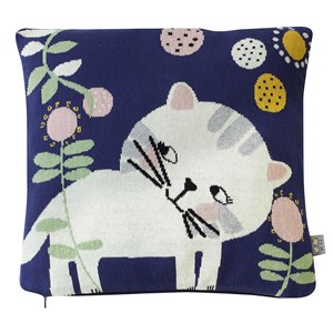 Taie de coussin en tricot coton chaton