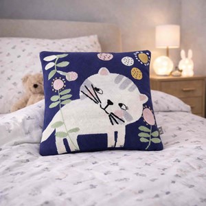 Taie de coussin tricot coton chaton