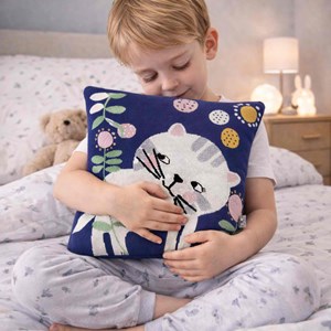 Taie de coussin tricot coton chaton