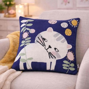 Taie de coussin tricot coton chaton