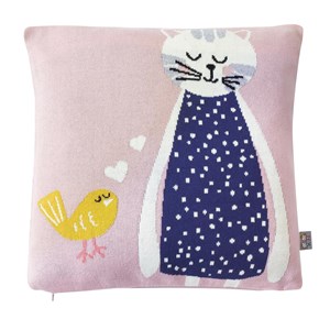 Taie de coussin tricot coton chat
