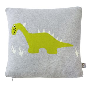Taie de coussin tricot coton dino
