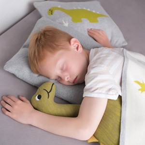 Taie de coussin coton bio tricoté dino