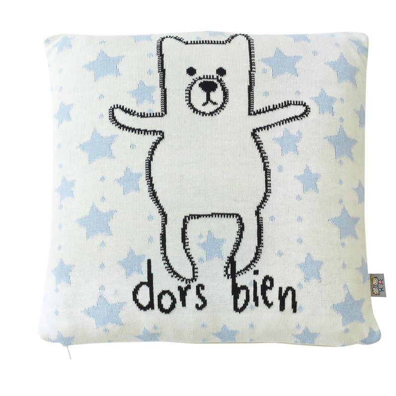 Taie de coussin coton bio ourson