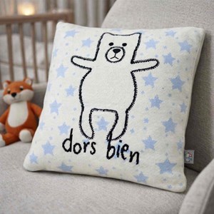 Taie de coussin coton bio ourson