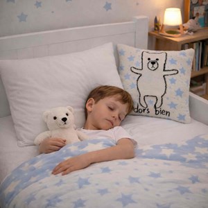 Taie de coussin coton bio ourson