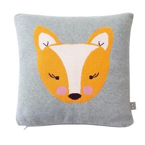 Taie de coussin coton tricoté renard