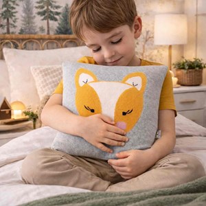 Taie de coussin coton tricoté renard