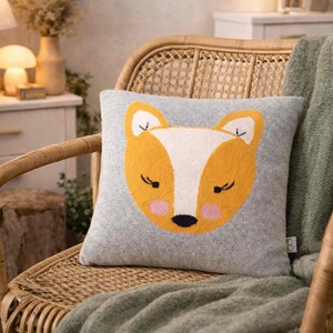 Taie de coussin coton tricoté renard